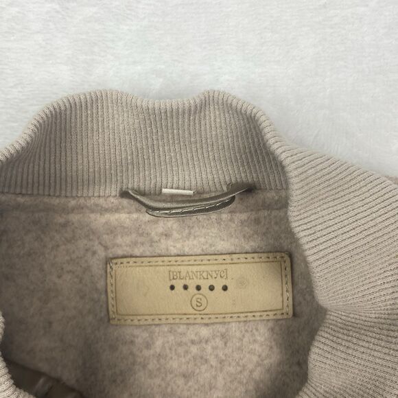 Blanknyc Heaven Sent Bomber Jacket Womens Small Beige Full Zip Pockets - Picture 8 of 10
